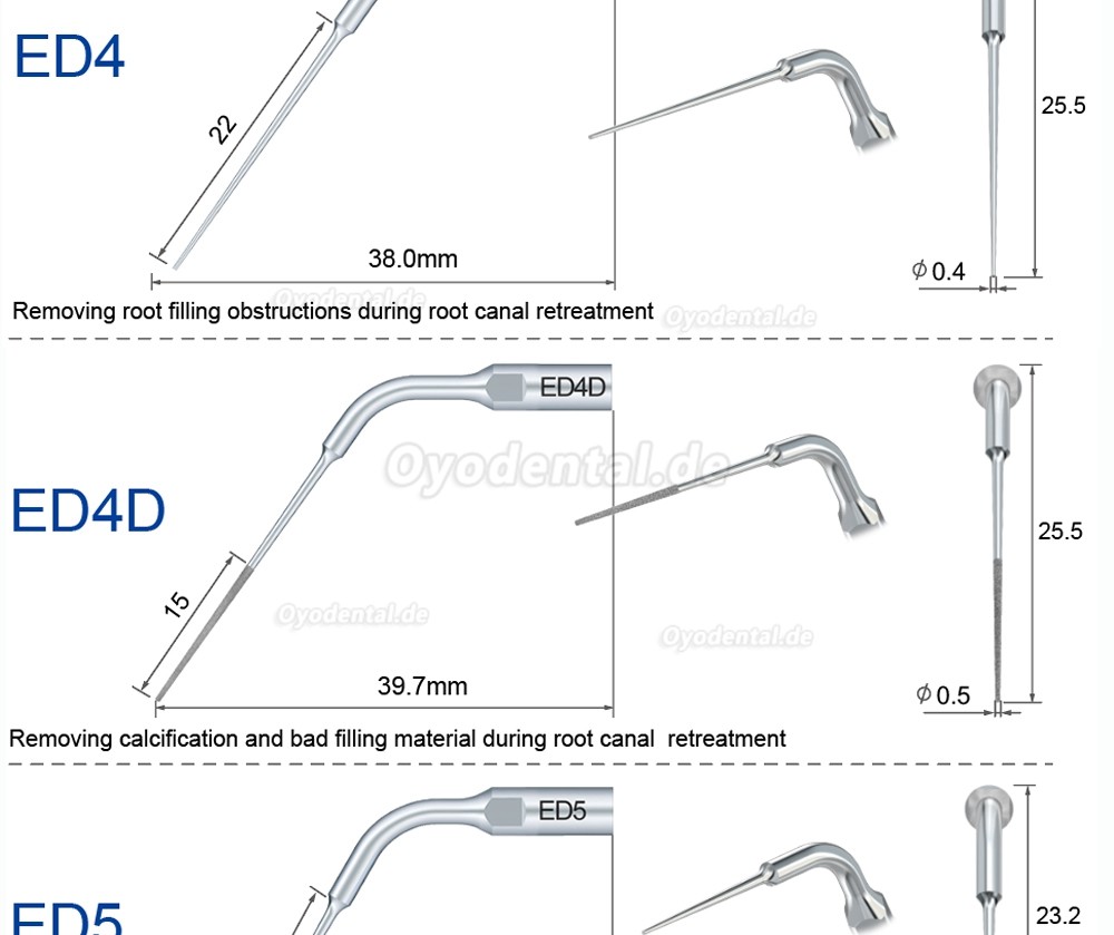 Refine Ultrasonic Scaler Tips ED1 ED2 ED3 ED4 ED5 ED6 ED7 ED8 ED9 ED10 ED11 ED14 ED15 Kompatibel mit SATELEC NSK DTE