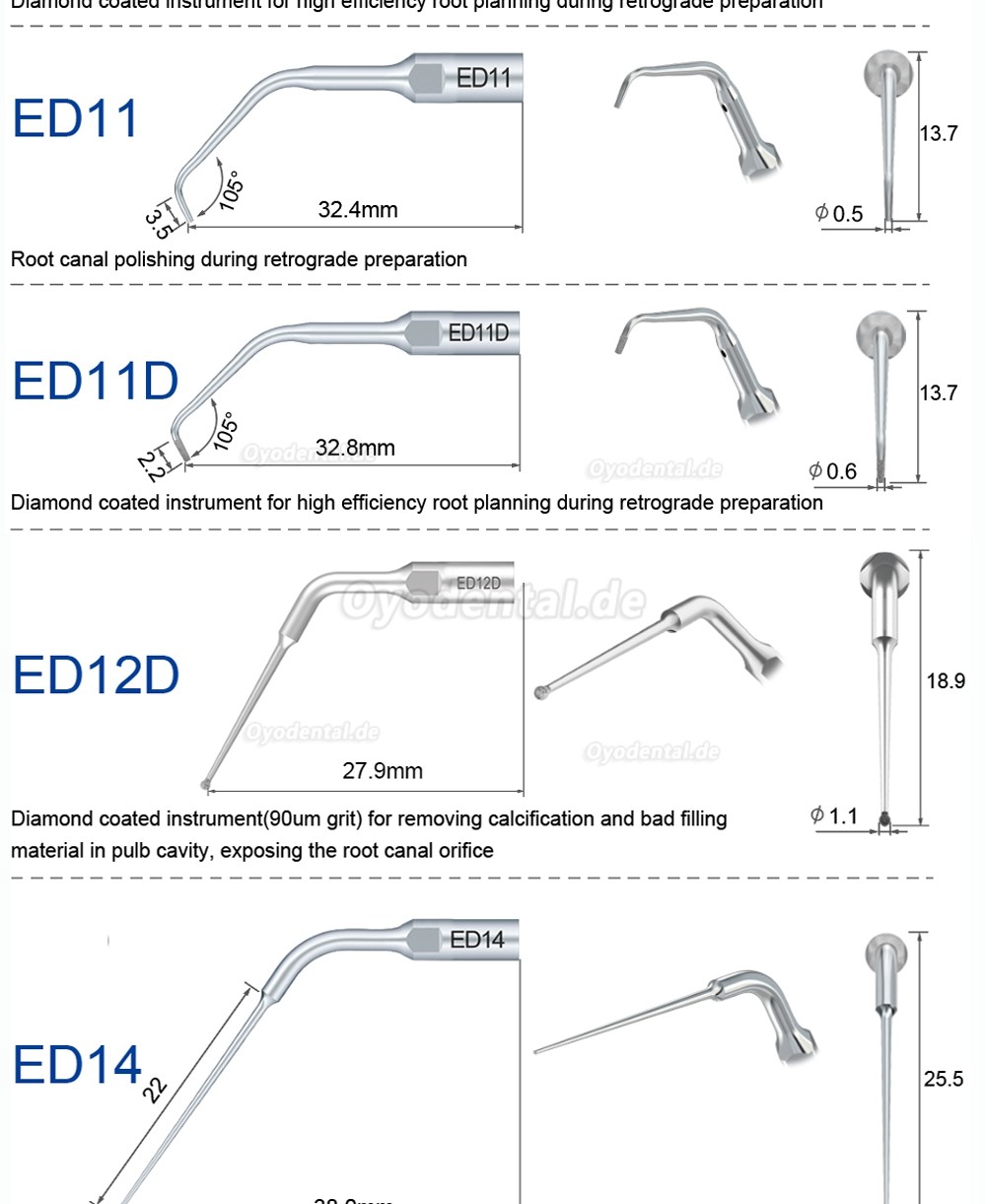 Refine Ultrasonic Scaler Tips ED1 ED2 ED3 ED4 ED5 ED6 ED7 ED8 ED9 ED10 ED11 ED14 ED15 Kompatibel mit SATELEC NSK DTE