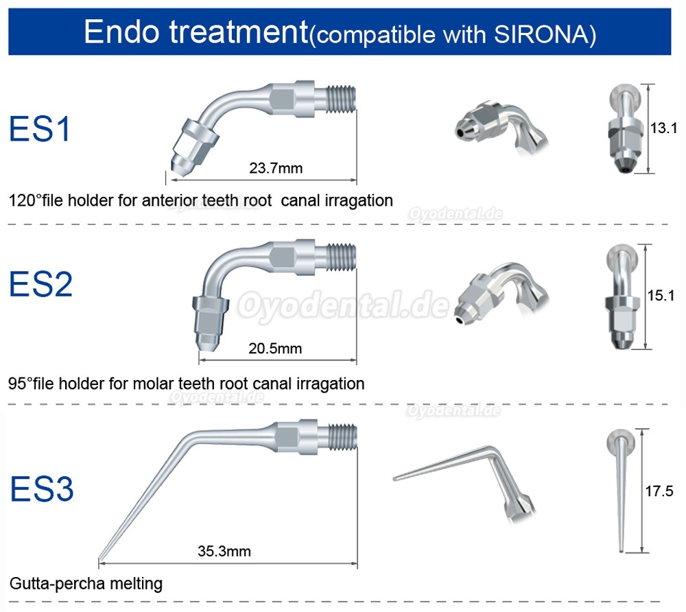 5 Stück Ultraschallspitzen für Implantate ES3D ES4D ES5D ES10D ES14 ES14D ES15 ES15D Kompatibel mit Sirona Ultraschall H