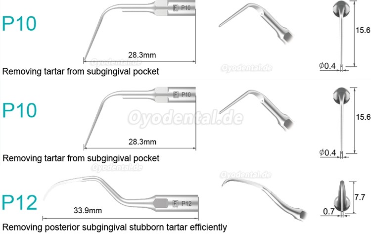 5 Stück Ultraschallspitzen Aufbereitung P2L P2R P2LD P2RD P5 P6 P7 P8 P10 P11 P12 P14L Kompatibel mit Refine EMS Woodpec