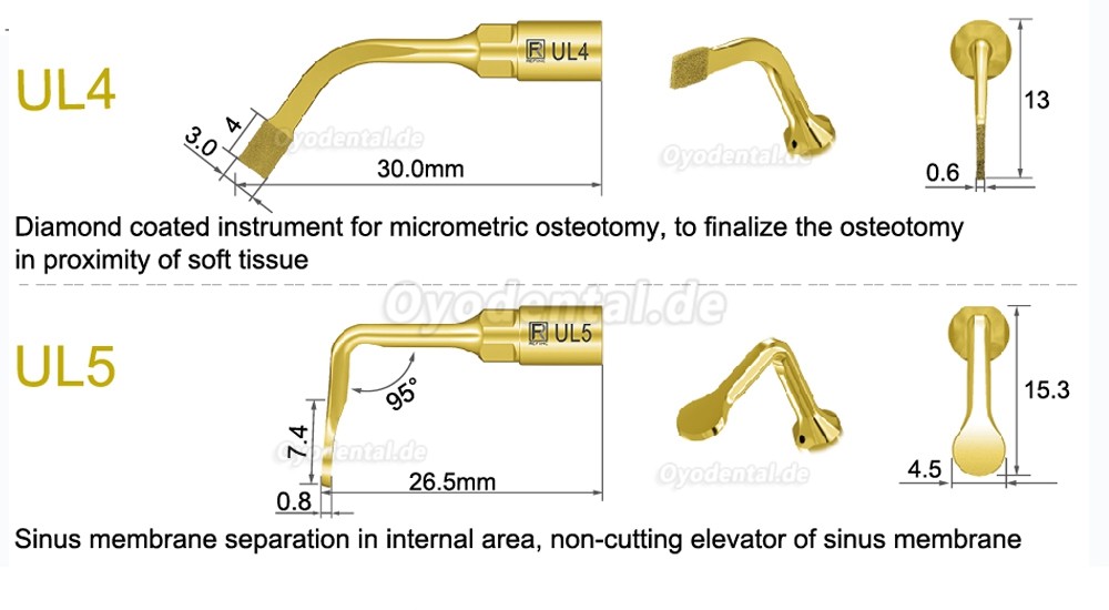 1 Stück Piezochirurgische Ansätze Spitzen UL1 UL2 UL3 UL4 UL5 für Knochenschneiden Sinus lift Implantate Kompatibel mit