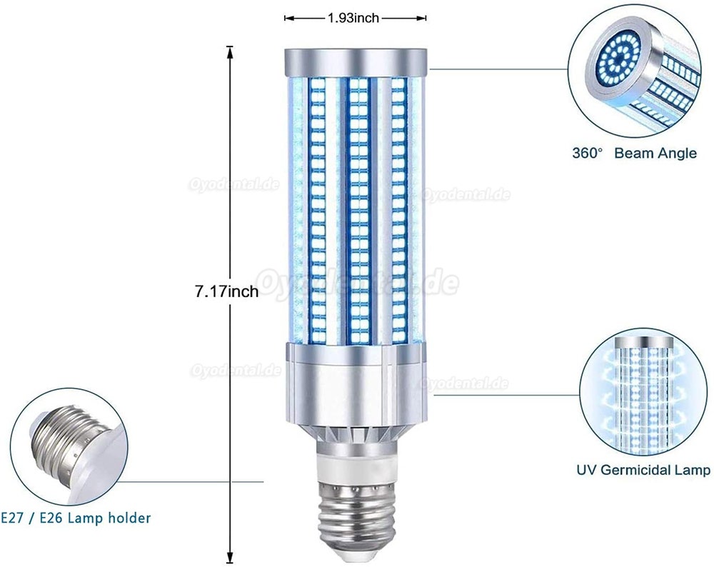 UV Desinfektion Lampe 60W 2 per pack Desinfektion Lampe LED Glühbirne mit Fernbedienung Beleuchtungsfläche 40 ㎡ Ozonfreie [Energieklasse A+]