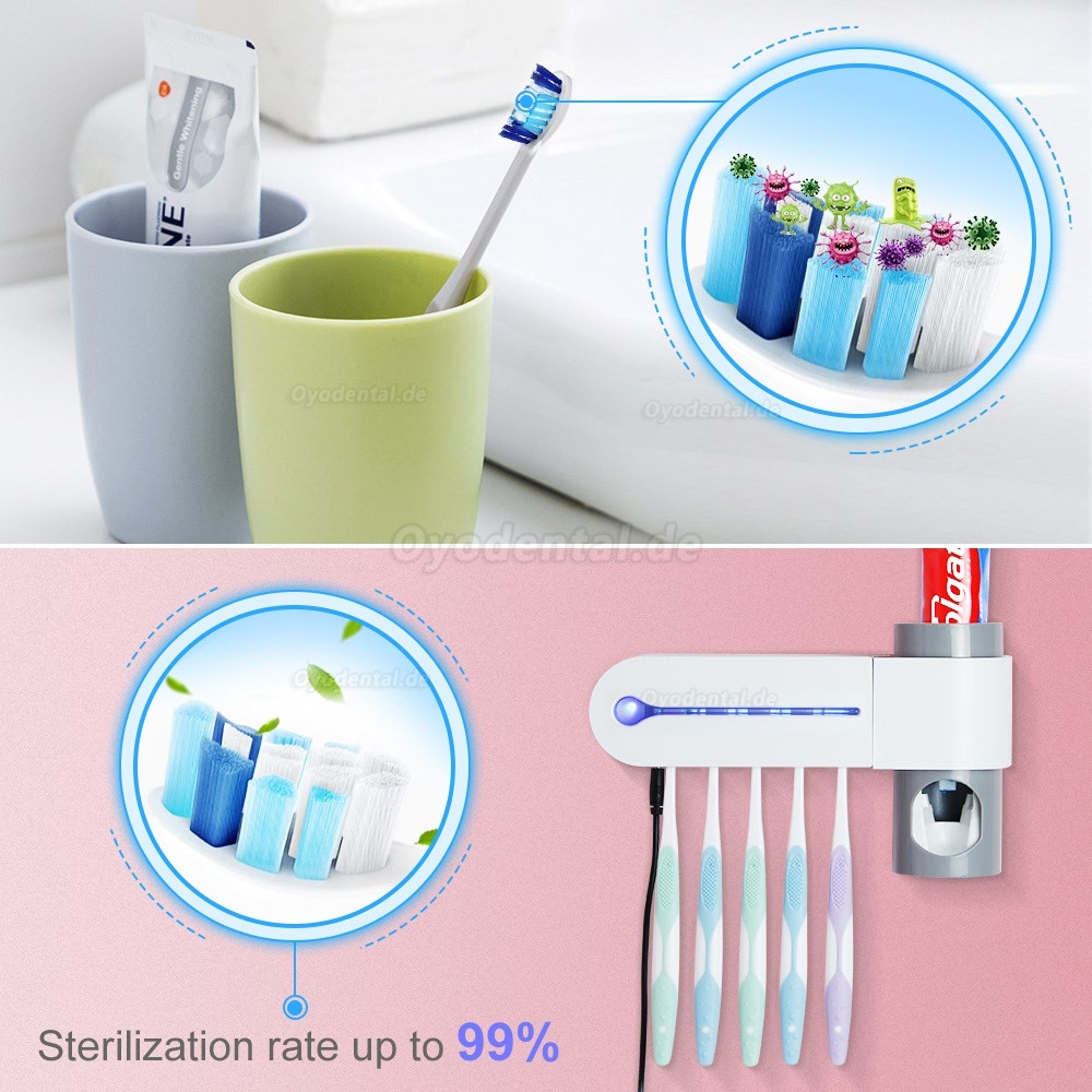 2 in 1 Toothbrush UV Sterilizer Light Automatic Toothpaste Dispenser Toothbrush Holder
