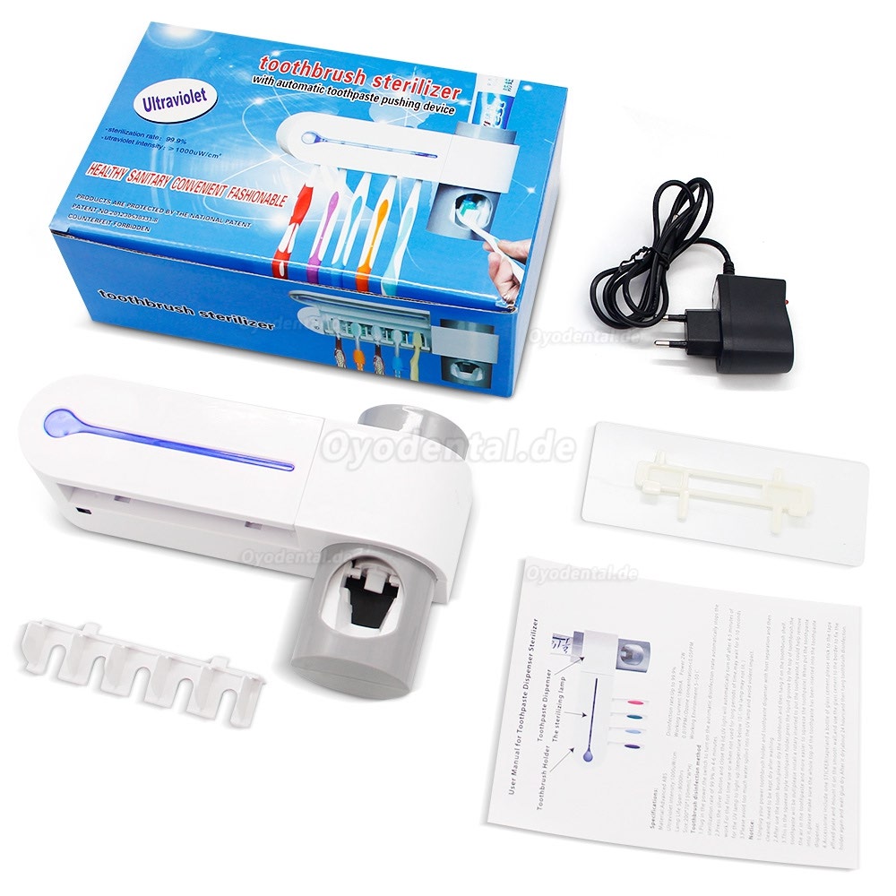 2 in 1 Toothbrush UV Sterilizer Light Automatic Toothpaste Dispenser Toothbrush Holder