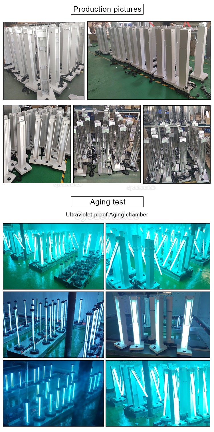 150W Kommerzieller UV-Desinfektionsapparat UV-Trolleywagen Keimtötende Lampe UVC-Licht-Raumsterilisator mit Radarsensore