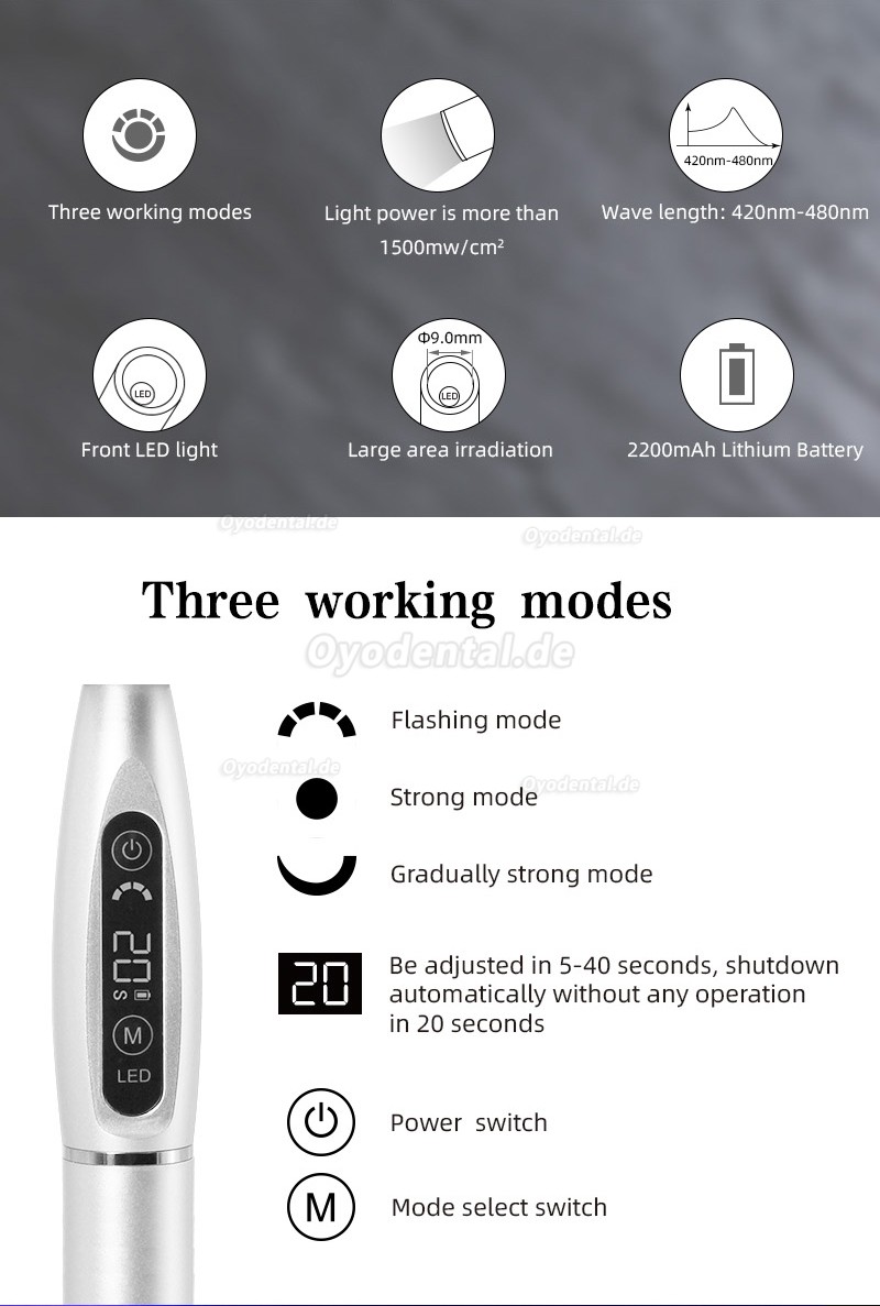 LY®Dental Polymerisationslampe 1500mw wireless kabellose LED-Lampe