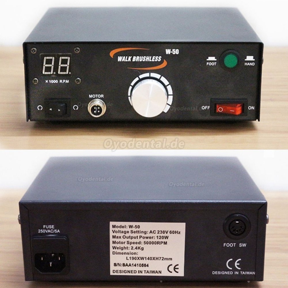 Bürstenlose Mikromotor-Poliermaschine für Dentallabore + Mikromotor-Handstück 50K RPM Bürstenlose Mikromotor-Poliermaschine für Dentallabore + Mikromotor-Handstück 50K RPM