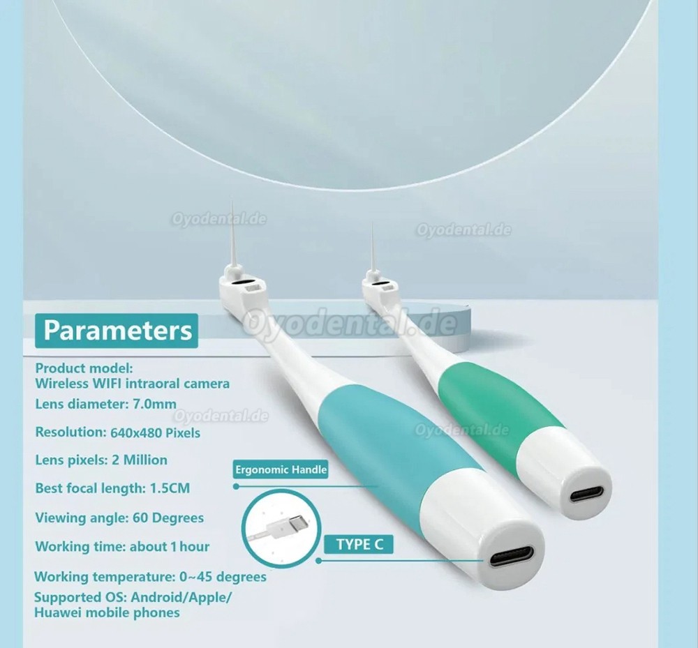 Wasserdichte Dental Wireless WiFi Intraoralkamera für den Heimgebrauch mit Mobiltelefonen