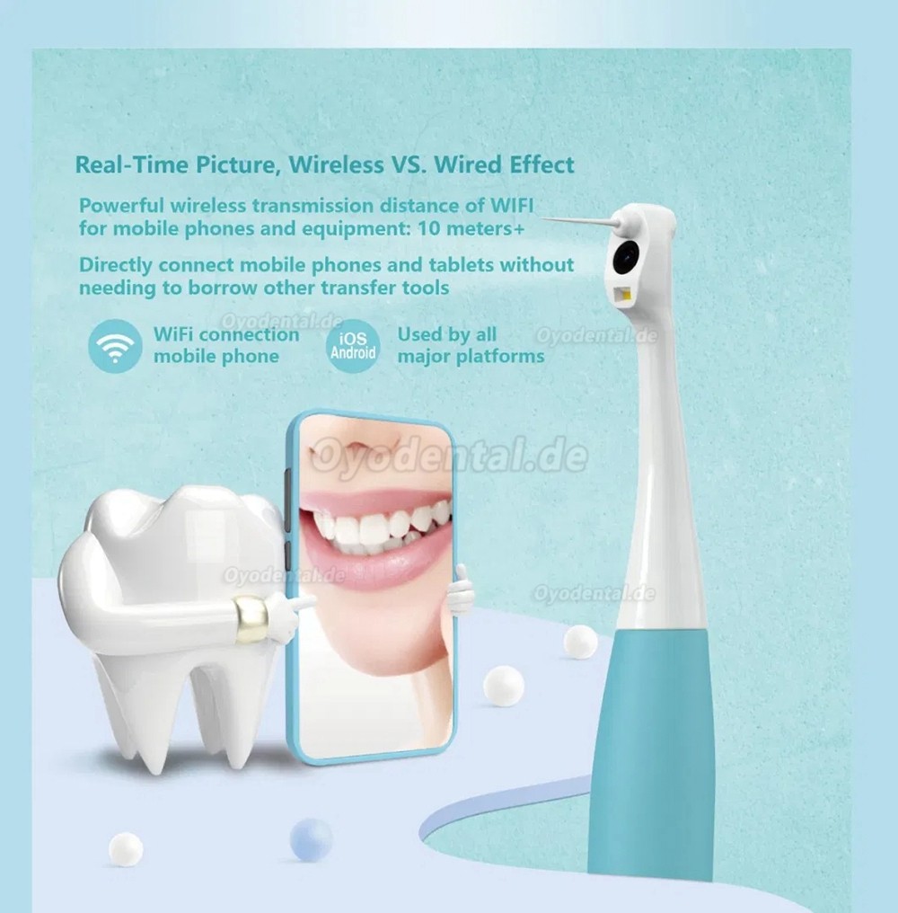 Wasserdichte Dental Wireless WiFi Intraoralkamera für den Heimgebrauch mit Mobiltelefonen