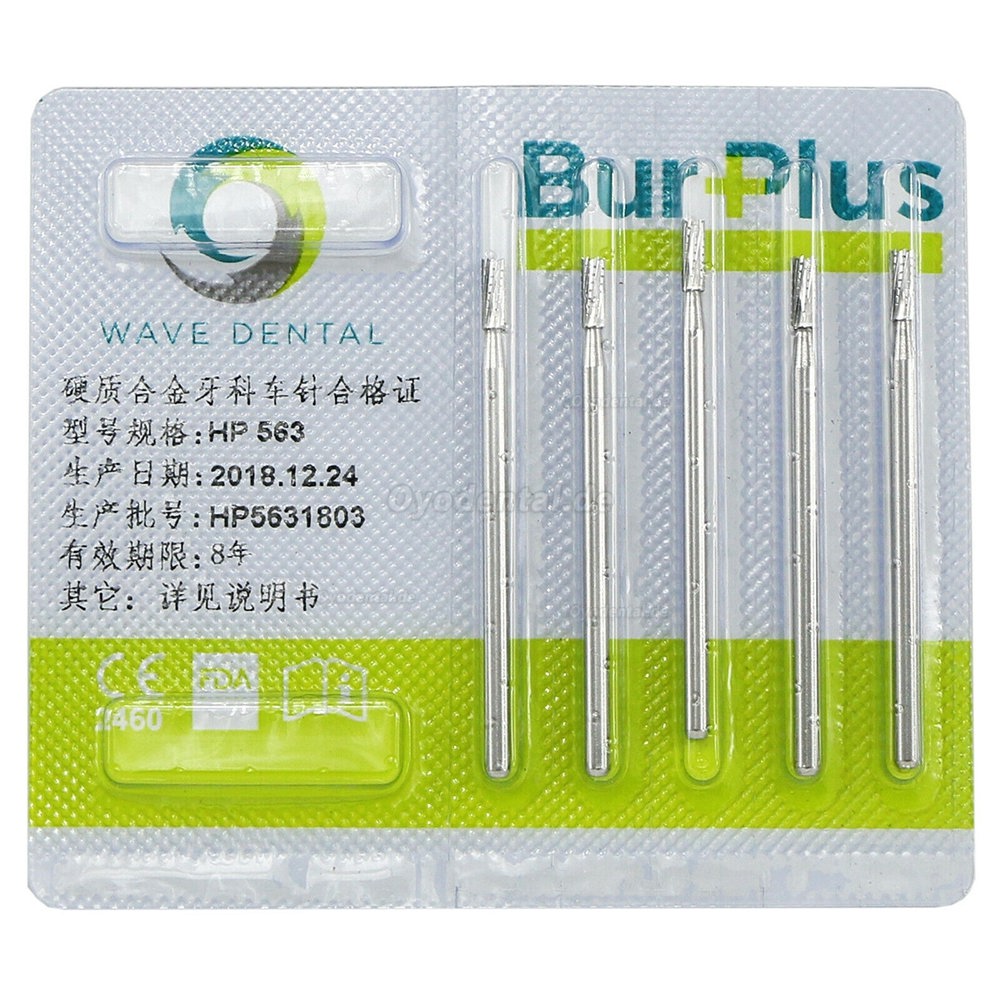 5 Packungen Wave Dental Langsame Geschwindigkeit Gerade Flat End Crosscut Hartmetallbohrer HP 555 556 560 563