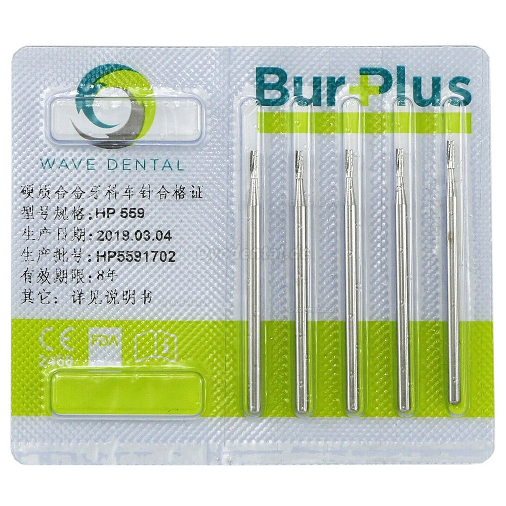 5 Packungen Wave Dental Langsame Geschwindigkeit Gerade Flat End Crosscut Hartmetallbohrer HP 555 556 560 563