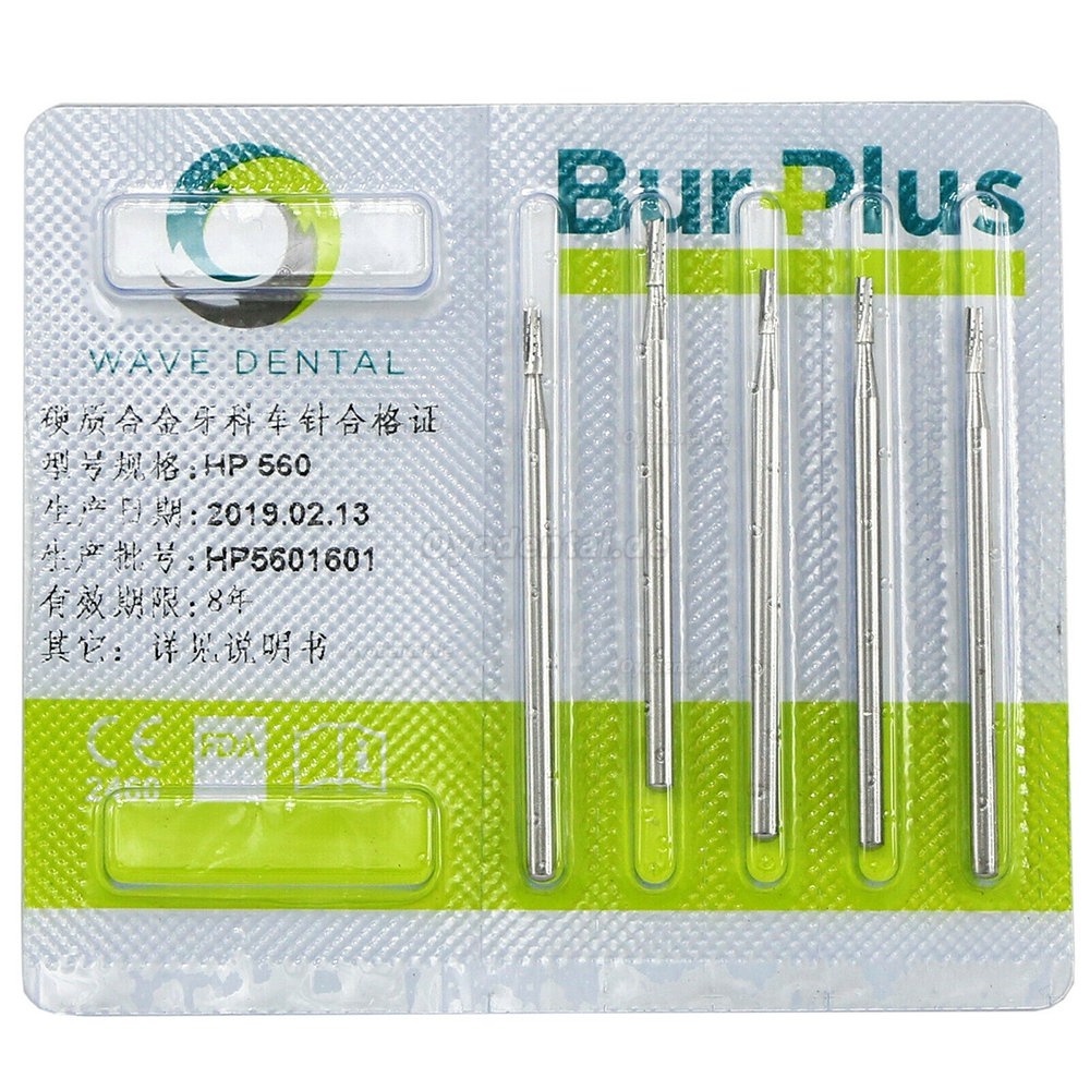 5 Packungen Wave Dental Langsame Geschwindigkeit Gerade Flat End Crosscut Hartmetallbohrer HP 555 556 560 563