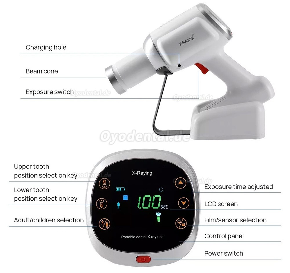 Tragbares Hochfrequenz-Zahnröntgengerät + RVG-Röntgensensor-Kit