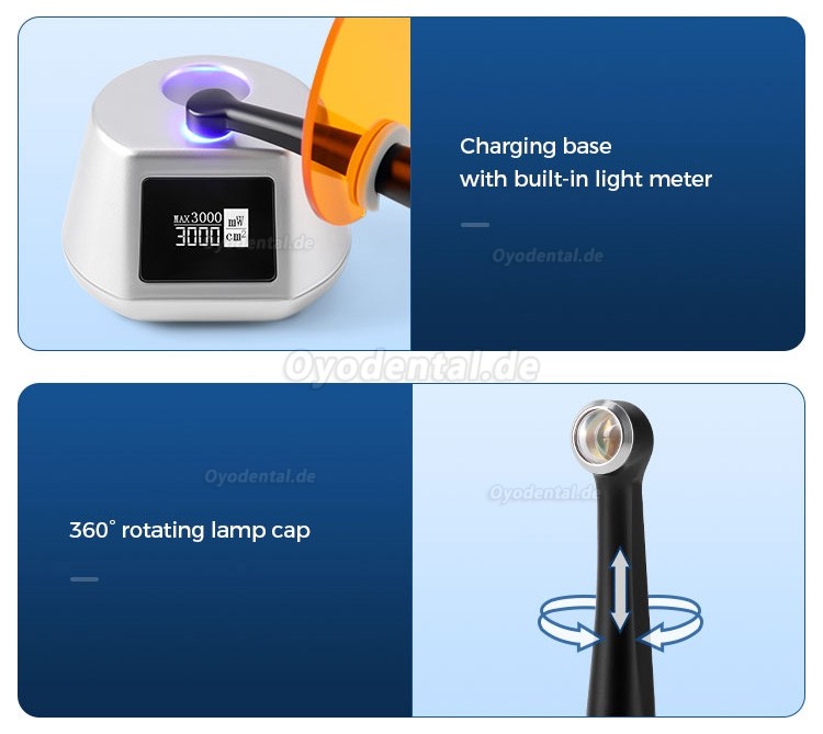 3H X-lite Q6 Ergonomisches Dental LED 1 Sekunde Polymerisationsgerät Kabellos mit Lichtmesser