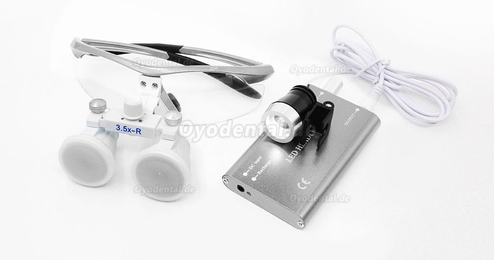Dental Surgical 3.5X420mm Binokularlupen + LED Scheinwerfer + Aluminium Box Silber Dental Surgical 3.5X420mm Binokularlupen + LED Scheinwerfer + Aluminium Box Silber