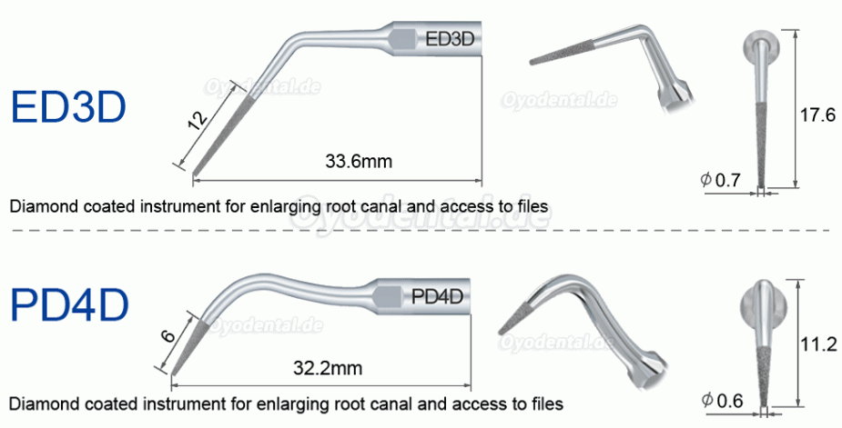 10 Stück Ultraschallspitzen für die Endodontie E3D E4D E5D E10D E11D E12D E14D E15D Kompatibel mit Woodpecker EMS