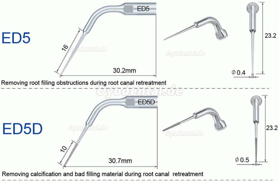 10 Stück Ultraschallspitzen für die Endodontie E3D E4D E5D E10D E11D E12D E14D E15D Kompatibel mit Woodpecker EMS