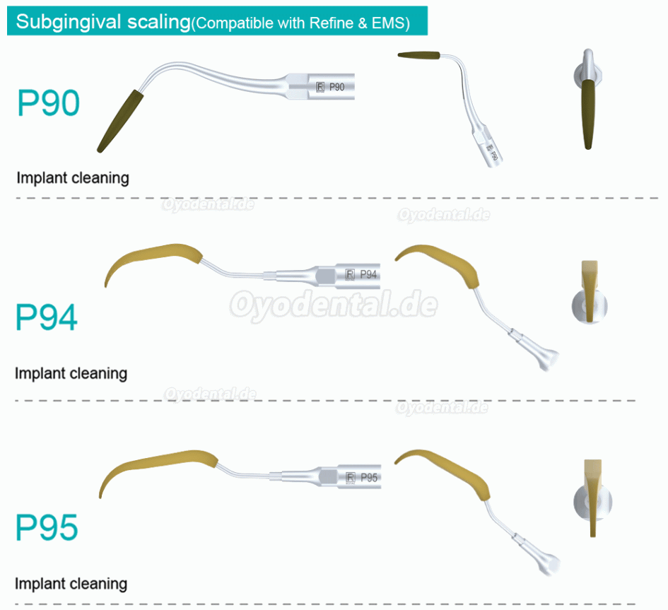 5 Stück Ultraschallspitzen Aufbereitung P90 P94 P95 P96L P96R Kompatibel mit For REFINE EMS MECTRON Woodpeaker