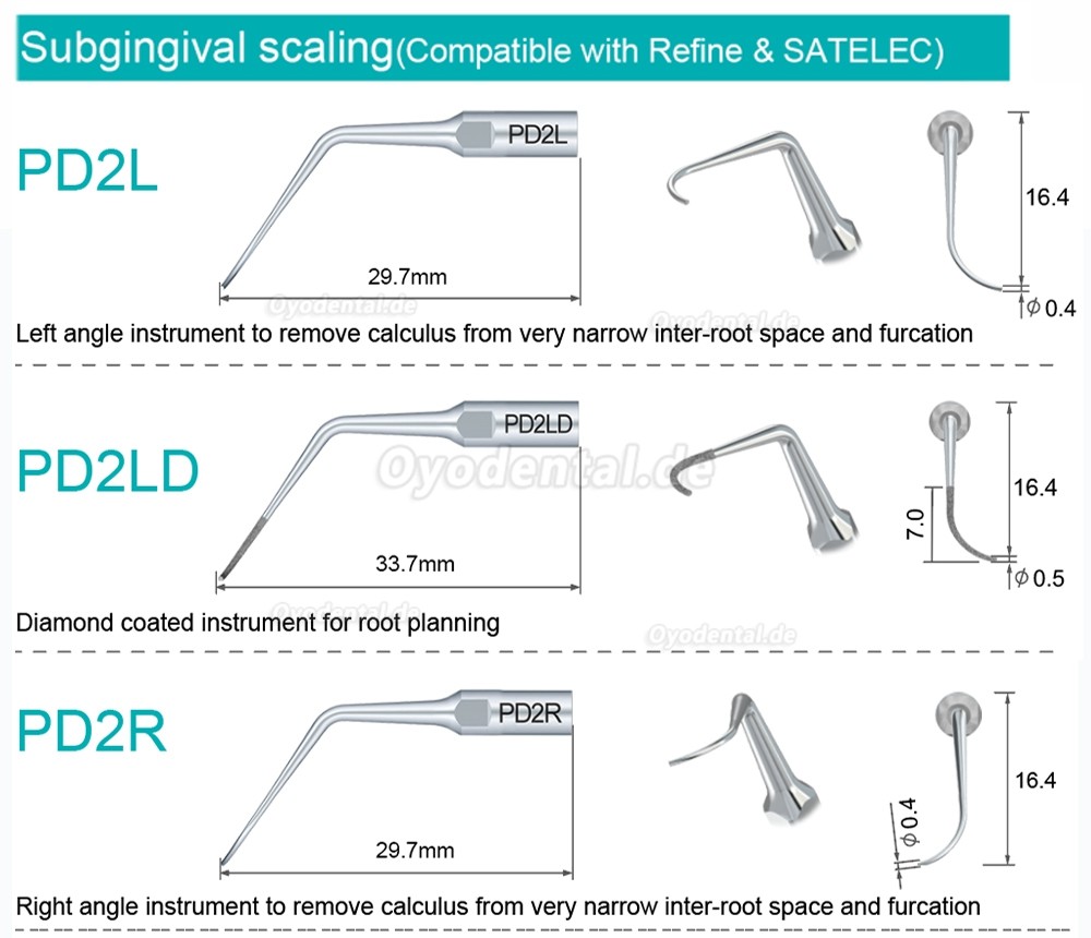 10 Stück Ultraschallspitzen Aufbereitung PD2L PD2LD PD2R PD2RD PD5 PD6 PD7 PD8 PD10 Kompatibel mit SATELEC NSK DTE GNATU