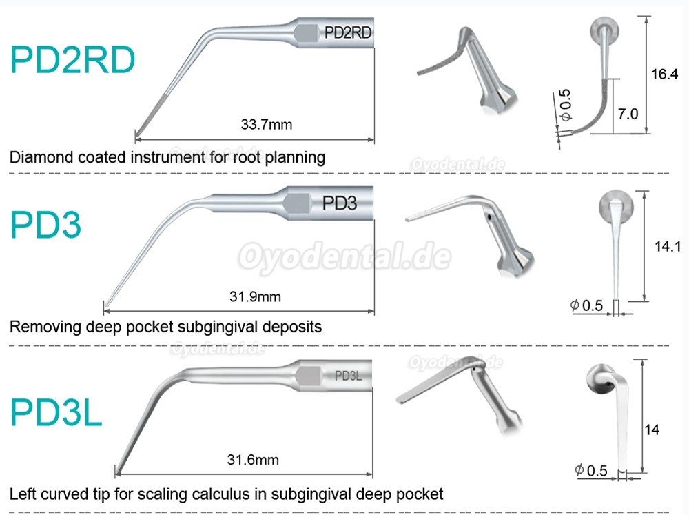 10 Stück Ultraschallspitzen Aufbereitung PD2L PD2LD PD2R PD2RD PD5 PD6 PD7 PD8 PD10 Kompatibel mit SATELEC NSK DTE GNATU