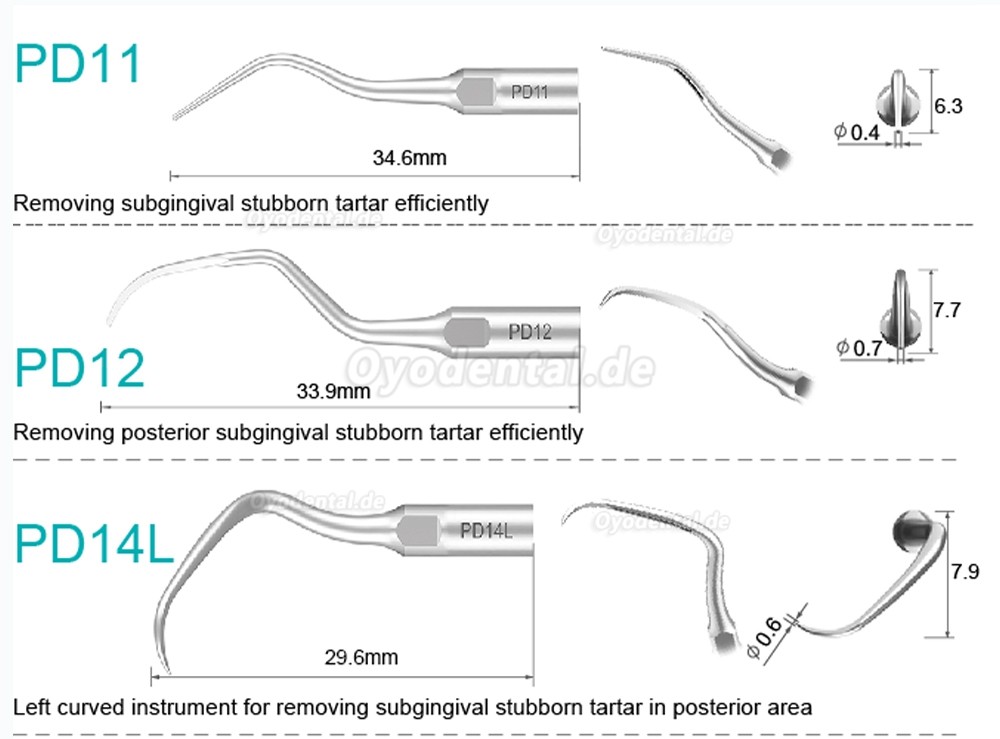 10 Stück Ultraschallspitzen Aufbereitung PD2L PD2LD PD2R PD2RD PD5 PD6 PD7 PD8 PD10 Kompatibel mit SATELEC NSK DTE GNATU