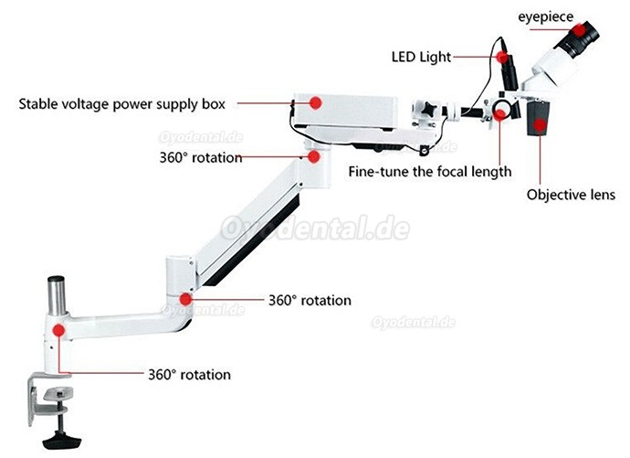 10X/15X/20X Dental Operating Endo Microscope Endodontic Surgical Microscope Table Desk Mounted