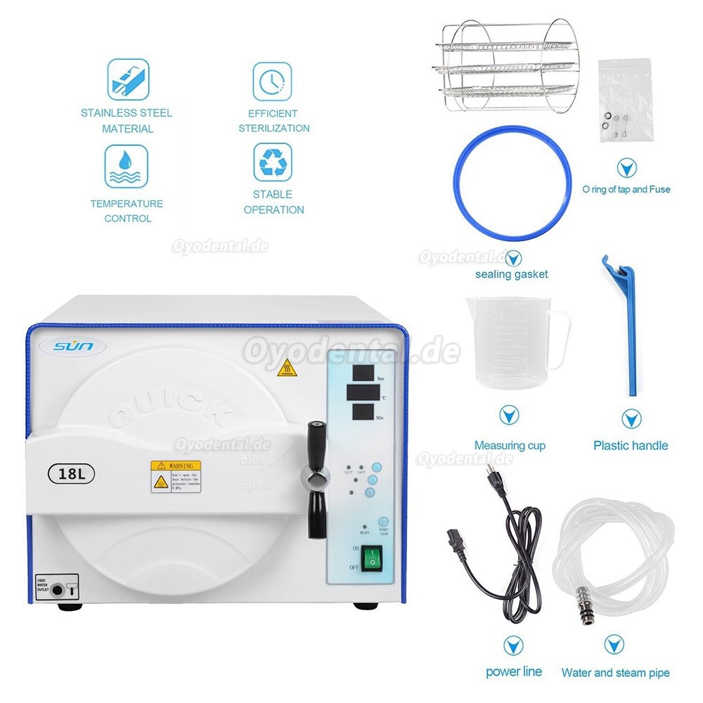 18L / 23L Sun Dental Autoklav Dampfsterilisator Klasse N Hochtemperatur-Hochdruck